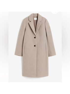H&M Light Beige Single-Breasted Wool-Blend Coat